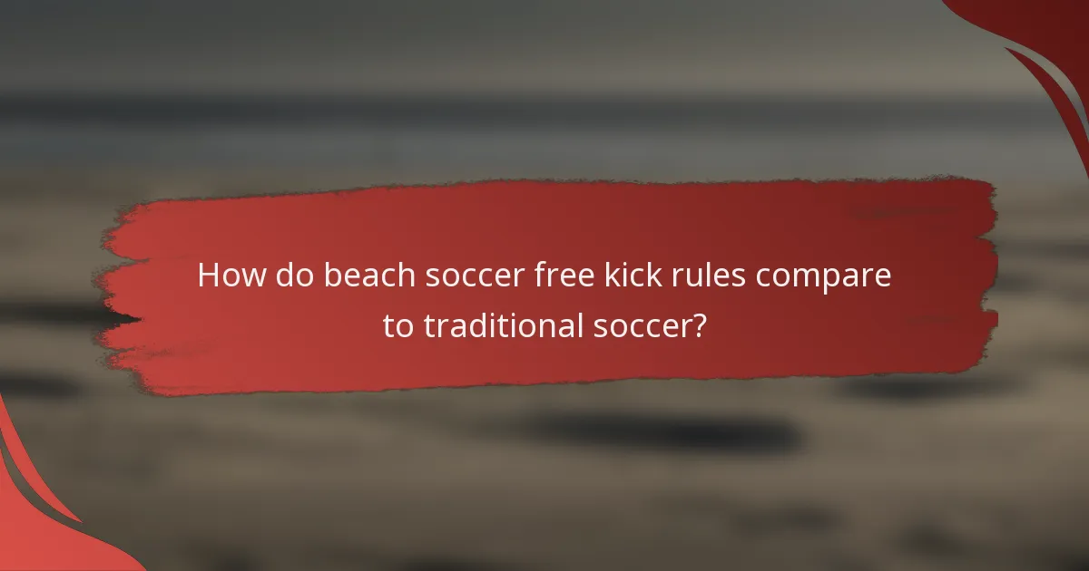 How do beach soccer free kick rules compare to traditional soccer?