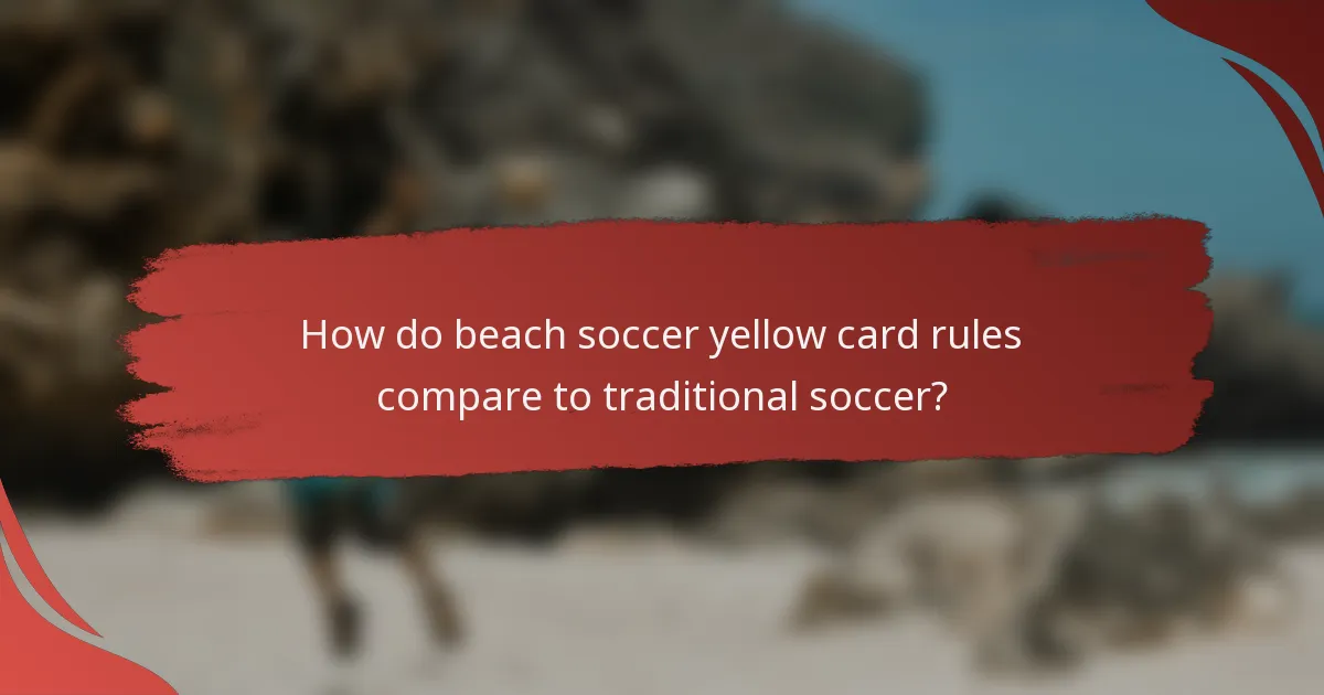 How do beach soccer yellow card rules compare to traditional soccer?