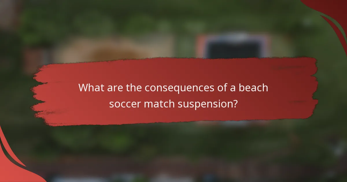 What are the consequences of a beach soccer match suspension?